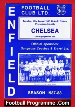Enfield v Chelsea 1987 - Pre Season Friendly Match - football programme