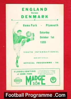 England v Denmark 1955 – Youth International at Plymouth