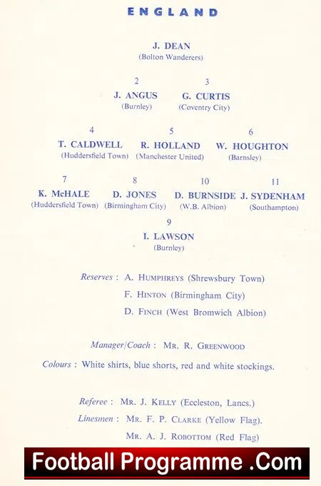 England v Spain 1957 - Youth International at Birmingham City