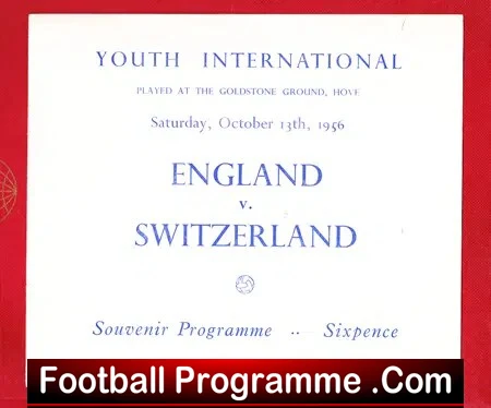 England v Switzerland 1956 – Youth International Brighton FC