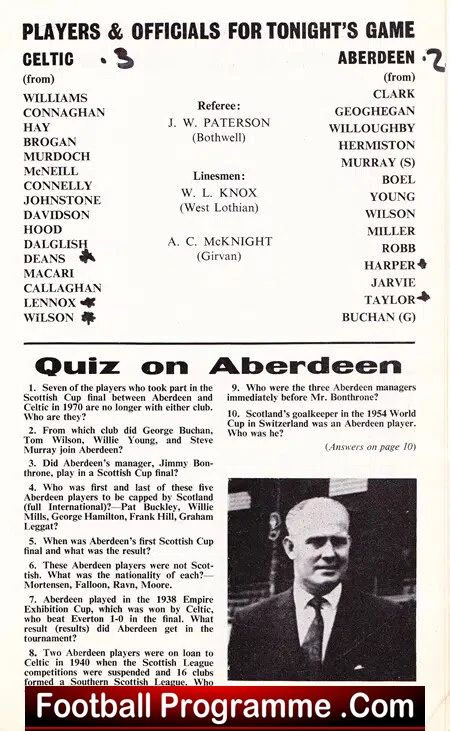 Glasgow Celtic v Aberdeen 1972 - The Drybrough Cup
