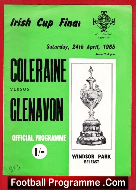 Glenavon v Colraine 1965 - Irish Cup Final in Belfast Ireland