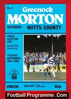 Greenock Morton v Notts County 1980 – Anglo Scottish Cup QF