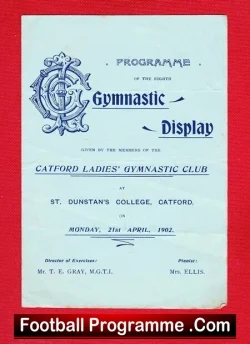 Gymnastic Display at St Dunstan's College Catford 1902 - sport programme