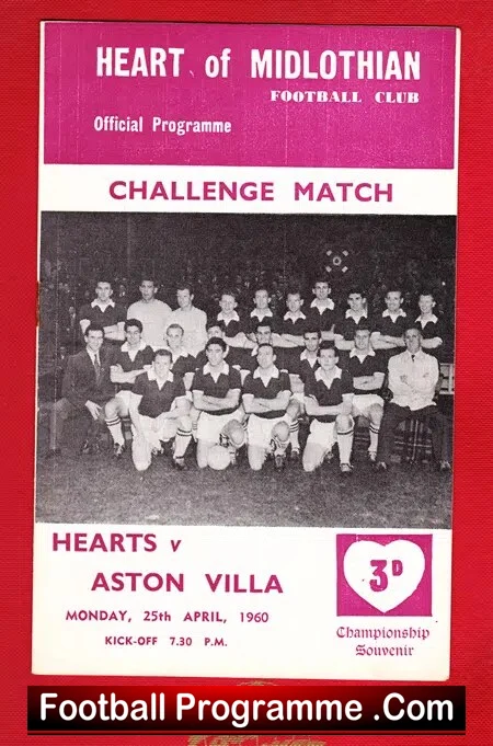 Heart Of Midlothian v Aston Villa 1960 – Friendly Match