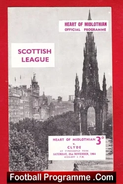 Heart Of Midlothian v Clyde 1964 - football programme