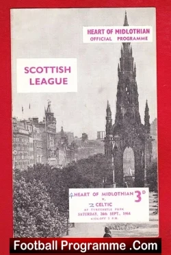 Heart Of Midlothian v Glasgow Celtic 1964 - football programme