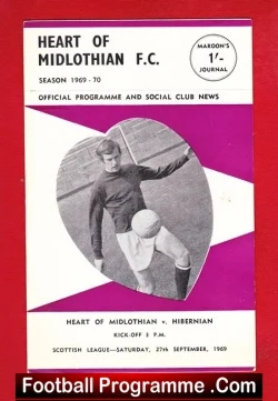 Heart Of Midlothian v Hibernian Hibs 1969 - football programme