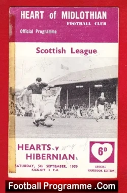 Heart Of Midlothian v Hibernian Hibs 1959 Multi Signed Autograph - football programme