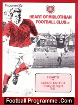 Heart Of Midlothian v Leeds United 1983 - Hearts Friendly - football programme