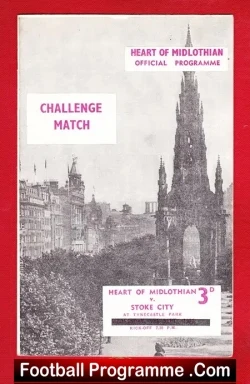 Heart Of Midlothian v Stoke City 1964 - Friendly Game - football programme