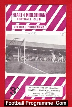 Heart Of Midlothian v Union St Gilloise 1961 - Fairs Cup Belgium - football programme