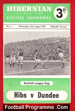 Hibernian Hibs v Dundee 1959 - 1950's Programmes - football programme