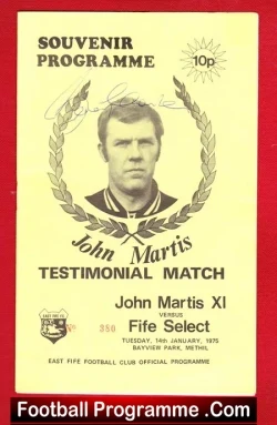 John Martis Testimonial Benefit Match Fife Signed Autograph 1975 B Charlton