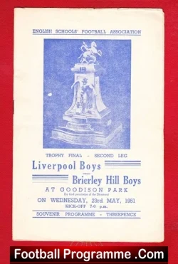 Liverpool Boys v Brierley Hill Boys 1951 – Goodison Park Everton