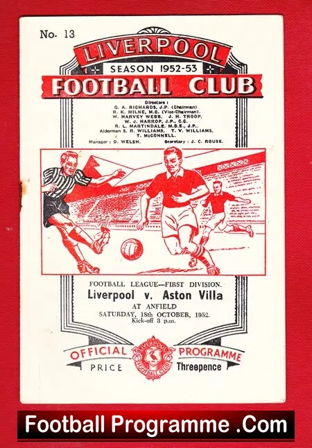 Liverpool v Aston Villa 1952 – 1950s