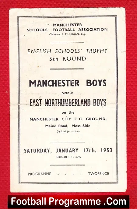 Manchester Boys v East Northumberland Boys 1953 – Bobby Charlton