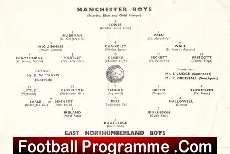Manchester Boys v East Northumberland Boys 1953 - Bobby Charlton