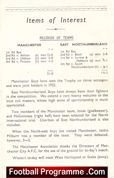 Manchester Boys v East Northumberland Boys 1953 - Bobby Charlton