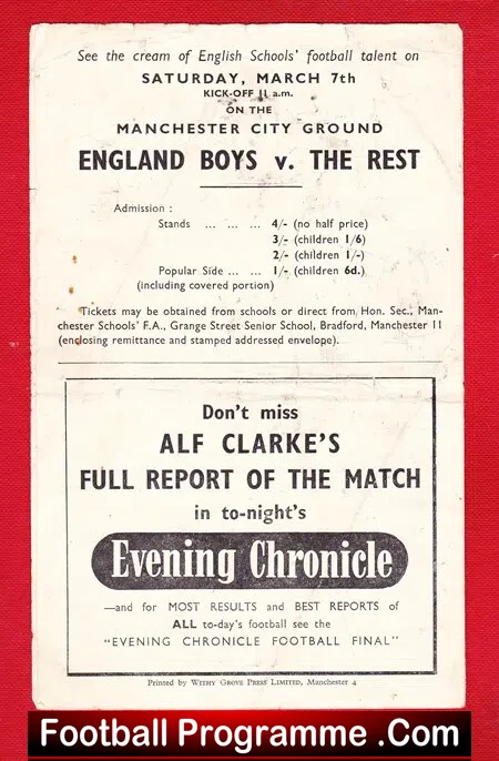 Manchester Boys v East Northumberland Boys 1953 - Bobby Charlton