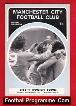 Manchester City v Ipswich Town 1972 - football programme