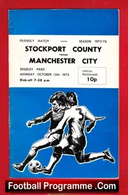 Manchester City v Stockport County 1975 - Friendly Match - football programme