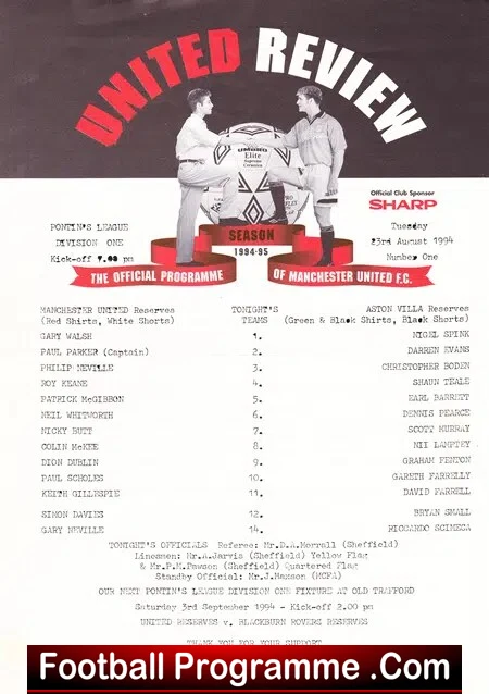 Manchester United v Aston Villa 1994 – Reserves – Roy Keane