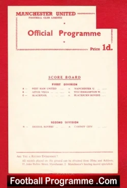 Manchester United v Barnsley 1958 - Reserve Game - football programme
