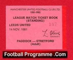 Manchester United v Leeds United 1981 – No Match Played – Ticket
