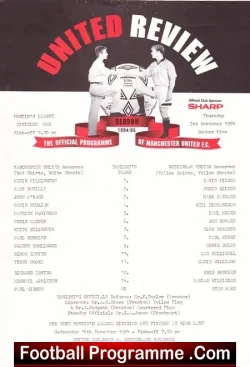 Manchester United v Rotherham United 1994 - Beckham - Reserves - football programme