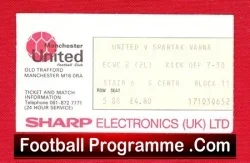 Manchester United v Spartak Varna 1983 - Footbal Ticket