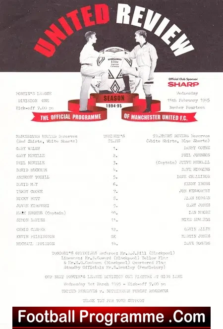 Manchester United v Tranmere Rovers 1995 – Reserves – Beckham