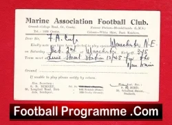 Marine Athletic Football Club Players Selection Card 1937 - football programme