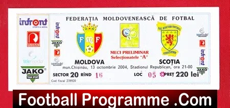 Moldova v Scotland 2004 – Used Football Ticket