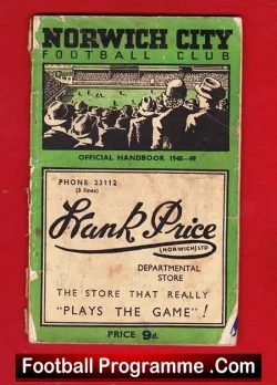 Norwich City Football Club Official Handbook 1948 – 1949