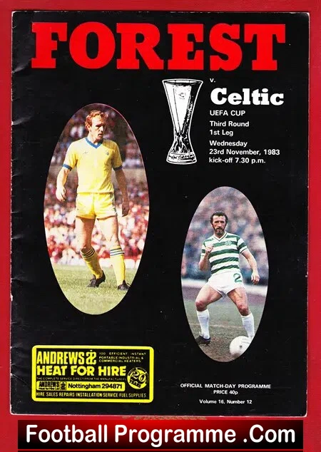 Nottingham Forest v Glasgow Celtic 1983 – UEFA Cup
