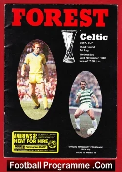 Nottingham Forest v Glasgow Celtic 1983 – UEFA Cup