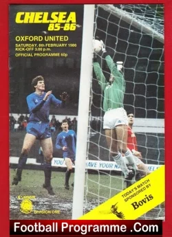 Oxford United v Chelsea 1986 - football programme