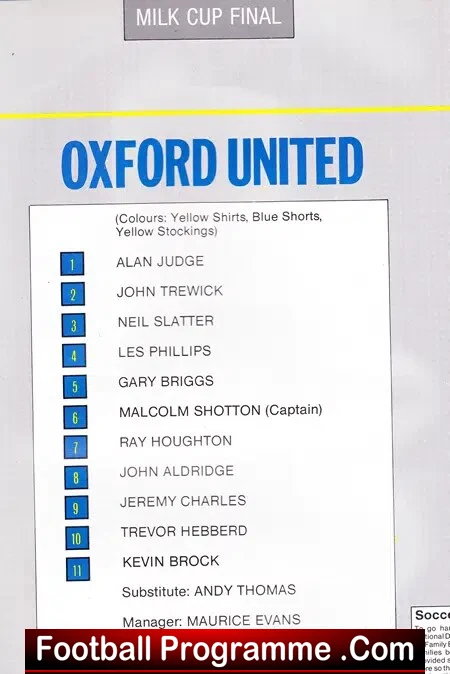 Oxford United v QPR 1986 - League Cup Final
