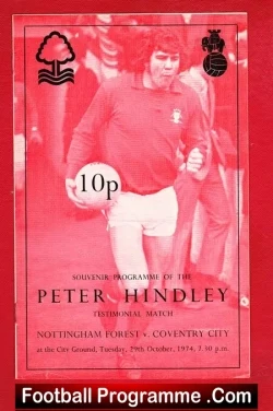 Peter Hindley Testimonial Benefit Game Nottingham Forest 1974