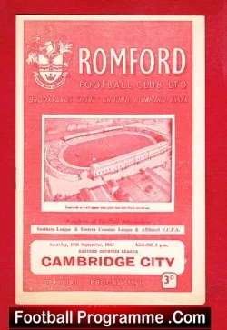 Romford v Cambridge City 1962 - Eastern Counties League - football programme