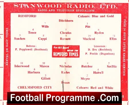 Romford v Chelmsford City 1963 - Southern League