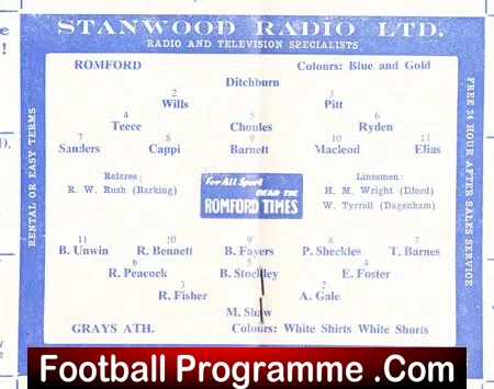 Romford v Grays Athletic 1962 - East Anglia Cup Replay