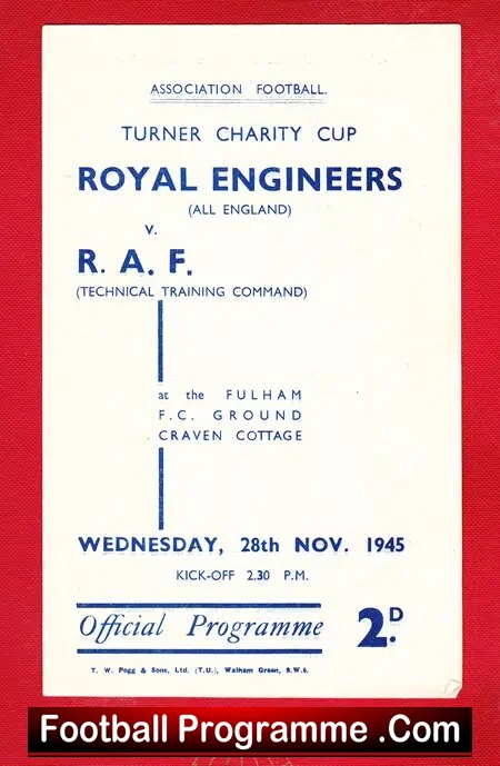 Royal Engineers v Royal Air Force RAF 1945 Craven Cottage Fulham