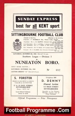 Sittingbourne v Nuneaton Borough 1960