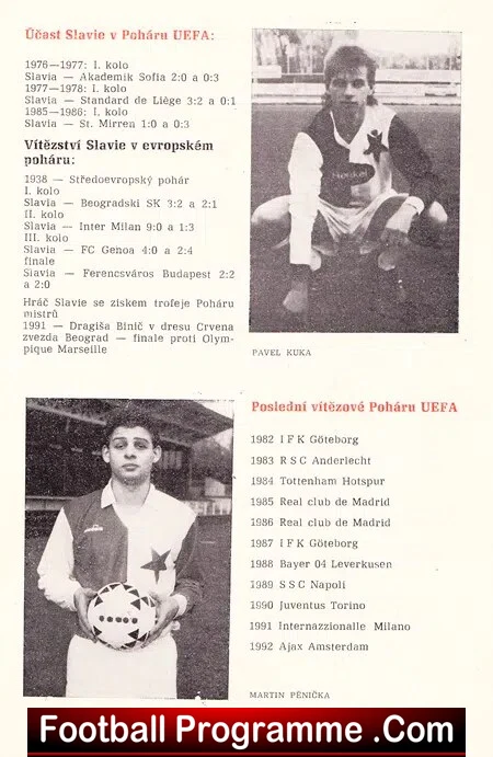 SK Slavia Prague v Heart Of Midlothian 1992 - Czech Republic