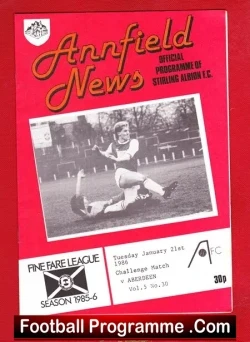 Stirling Albion v Aberdeen 1986 – Friendly Match