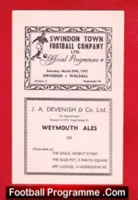 Swindon Town v Walsall 1947