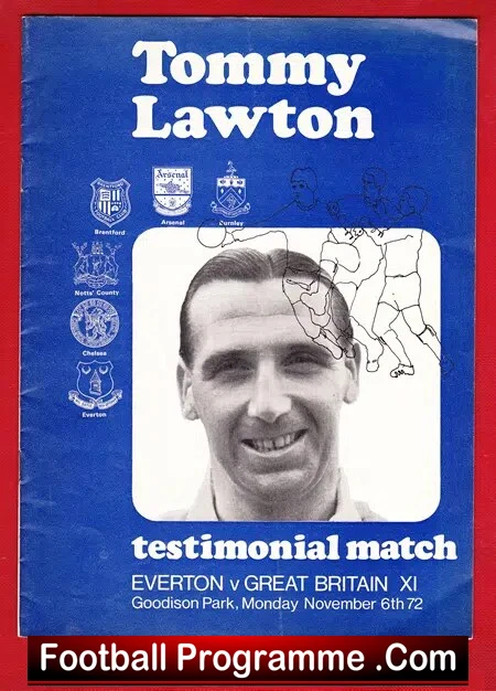 Tommy Lawton Testimonial Benefit Everton 1972 Bobby Moore George Best