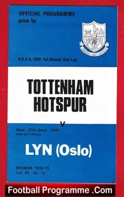 Tottenham Hotspur v Lyn 1972 – UEFA Cup Oslo – Norway